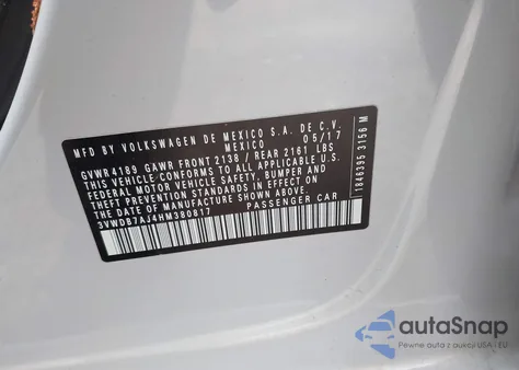 2017 Volkswagen Jetta 1.4T Se from USA, damaged, VIN 3VWDB7AJ4HM380817